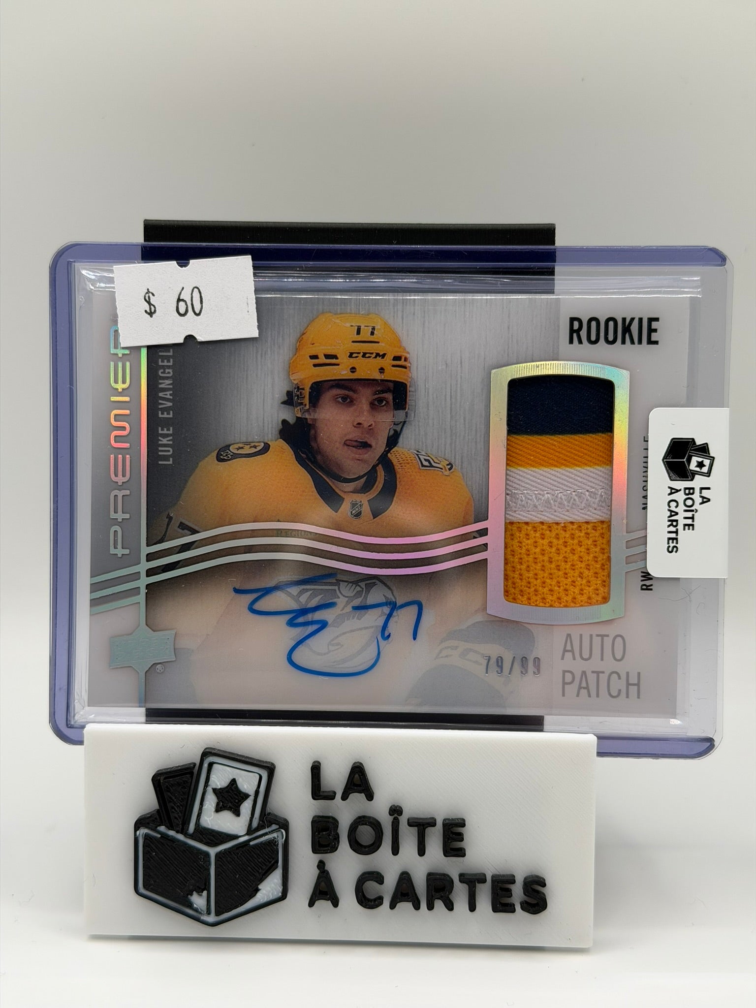 LUKE EVANGELISTA PREMIER ROOKIE AUTO PATCH /99
